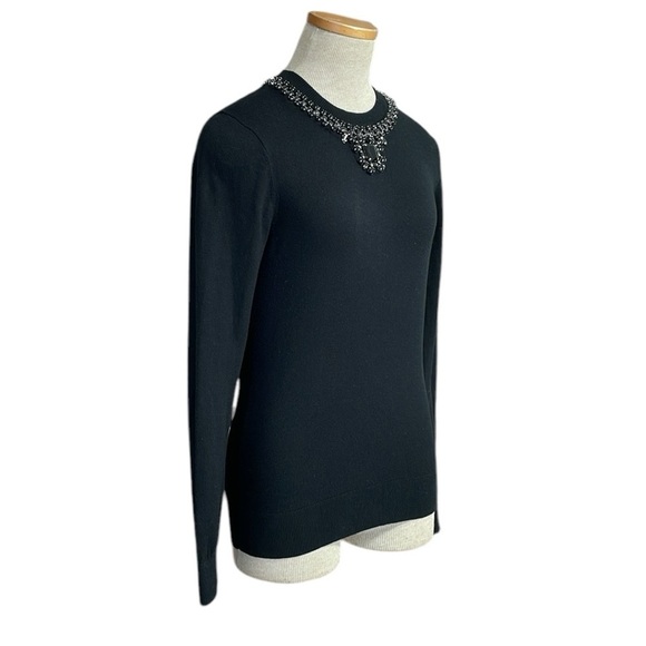 TED BAKER Sweater Halie Black Cashmere Silk Beaded Neckline Size XS - Picture 3 of 13
